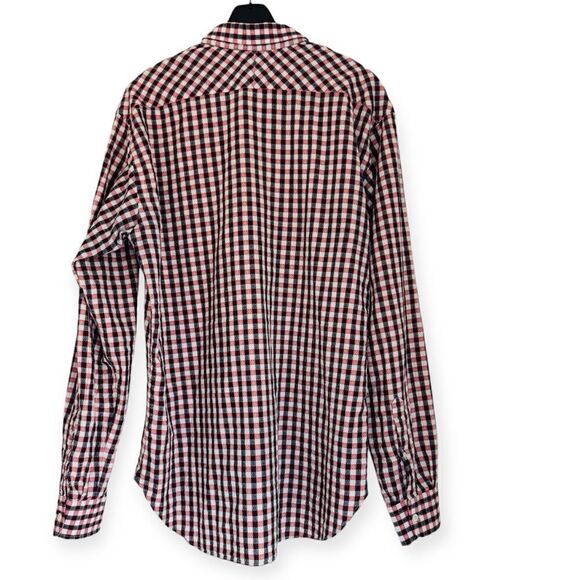 Billy Reid Red/Black Gingham Button Down Shirt Size Large - Picture 2 of 5